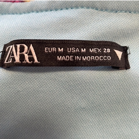 Zara Blue and Pink Floral Ruched Tube Mini Dress - Picture 13 of 13